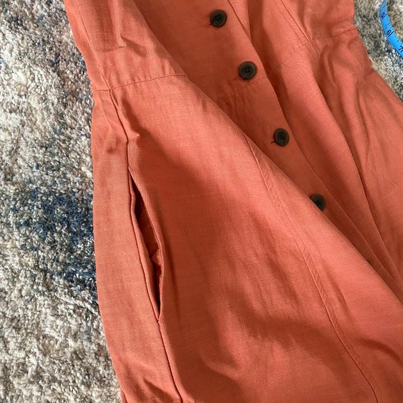GAP Linen-Blend Button Up Dress Pockets 8t Coral - Picture 6 of 10